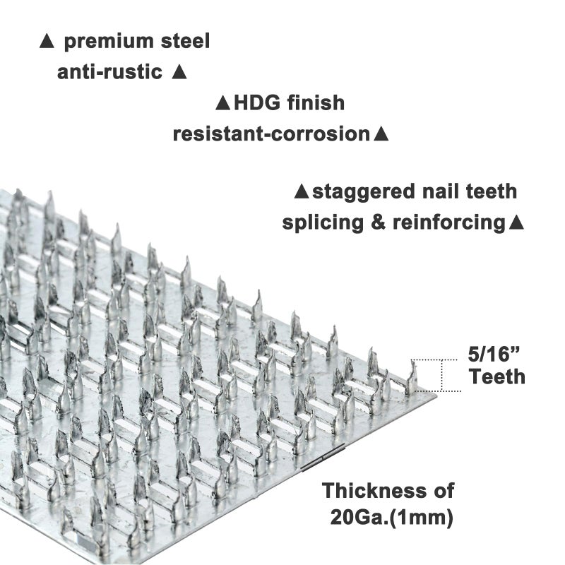 MOZCORN 40 Pack Truss Plate 4x6 Pronged Truss Plates with Nail Teeth Mending Plate for Wood Trusses Construction - Image 3